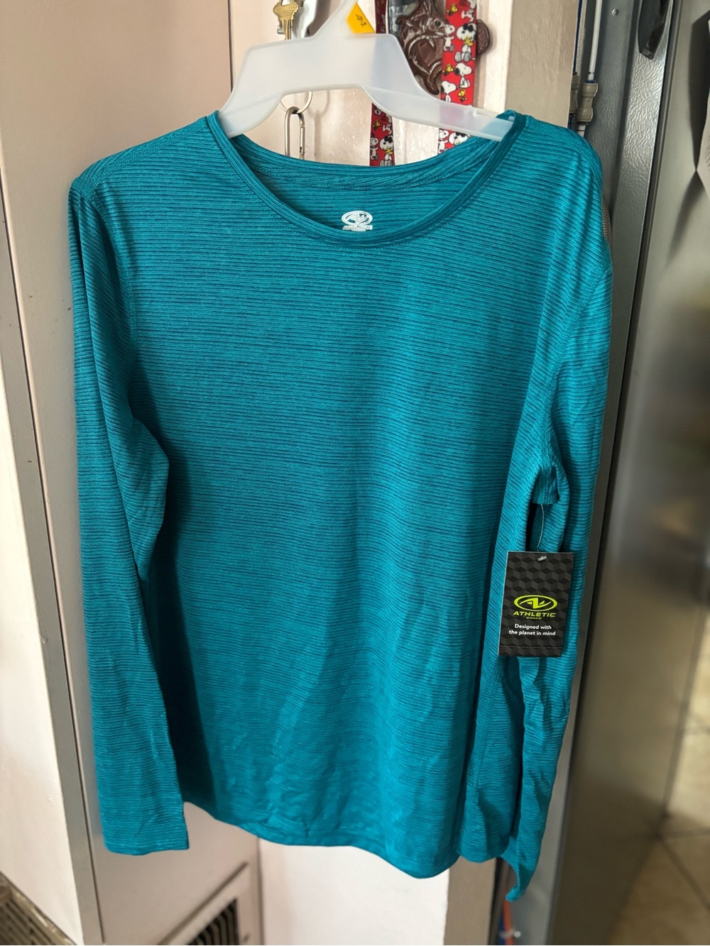Avia Teal Striped Long-Sleeve Performance Tee